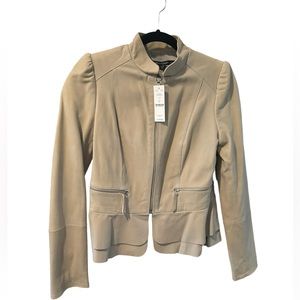 White House Black Market- Leather Jacket. Color- Lynx. Size small . NWT